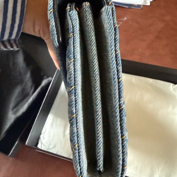 Yves Saint Laurent Blue Denim Wallet on Chain - Picture 6 of 10